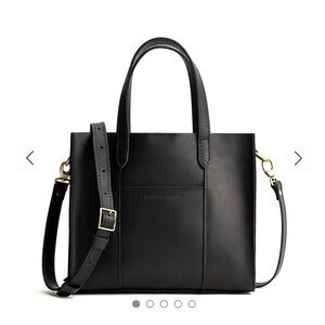 Portlan Leather Black Tote / Crossbody Bag
